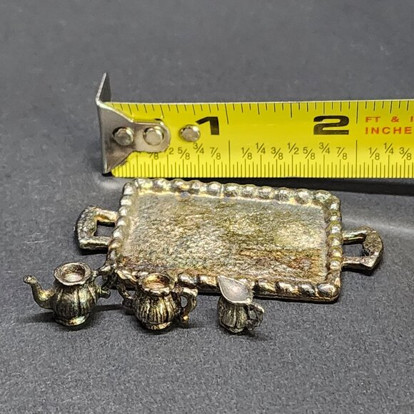 Vintage Miniature Dollhouse Brass Teapot & Tray SET - Picture 7 of 8